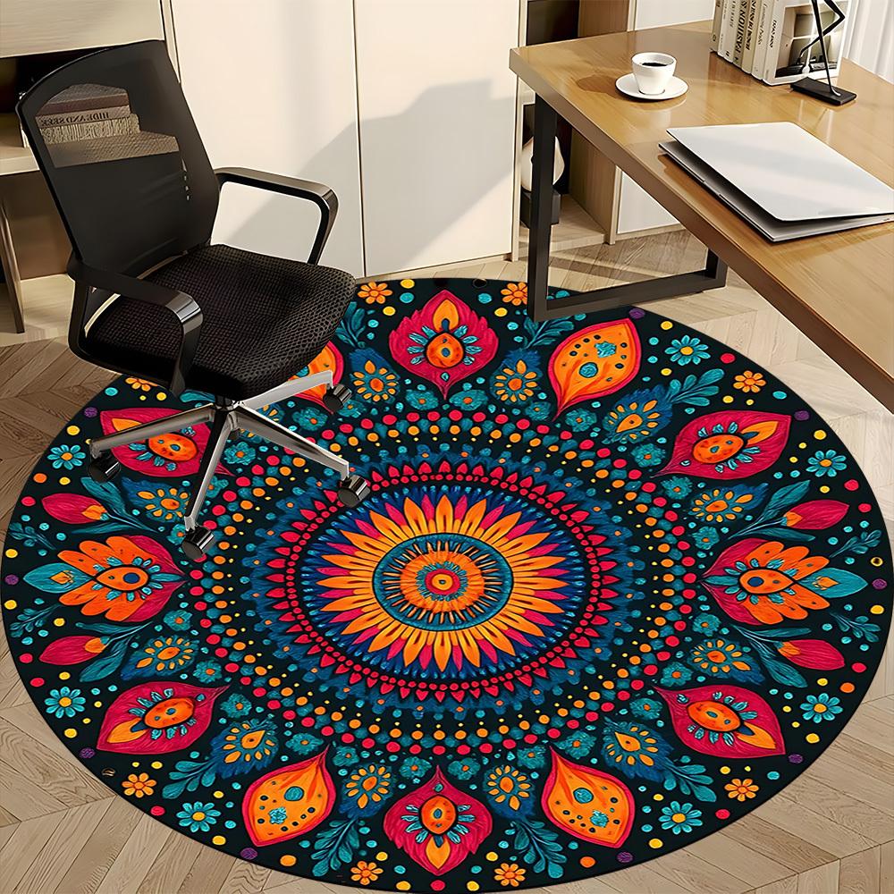 1PC Mandala Artwork Chair Carpet for Office Non-Slip, Lightweight, Machine Washable Rug for Office, Sleeping, Room - Holiday Decoryy251009140