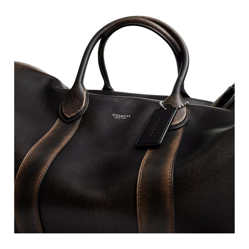 Coach Compass 45 Zipper Closure Detachable Shoulder Strap Leather Tote Bag Large Unisex Tote Bag Dark-Brown CES35-Y4B