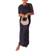 Women's Dress Cover Up Set Sleeveless Long Dress And Short Sleeve Knitted Hollow Cover Up