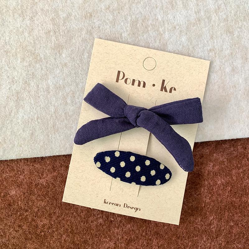 Polka Dot Blue Bow Hair Clip - Versatile Korean Style Baby Accessory