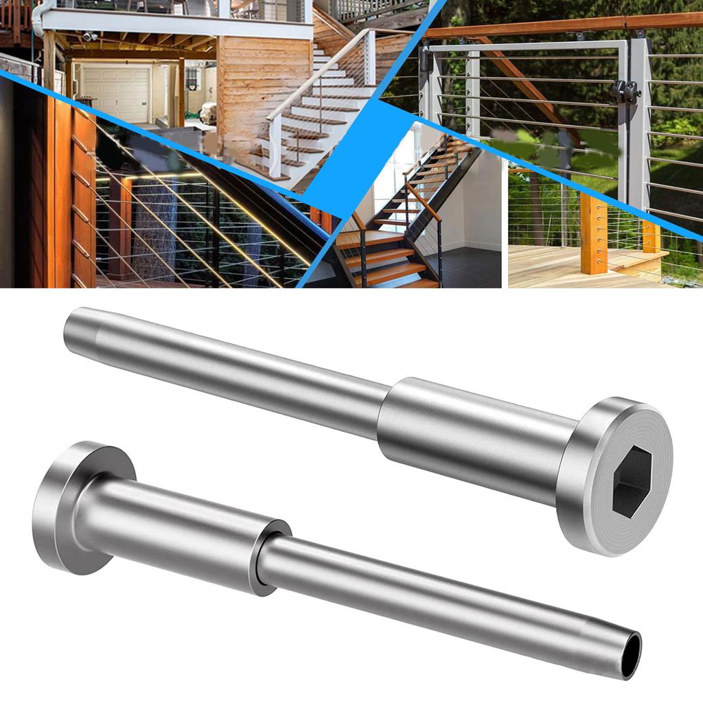 10 stuks Staal Onzichtbare Kabel Leuning set Ontvanger & Swage Stud Einde Kabel Leuningsystemen Geschikt voor Hout/Metalen Palen