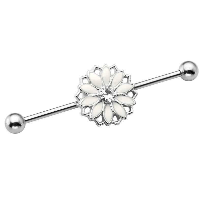 1pcs Stainless Steel Daisy Flower Screw Ball Industrial Barbell Piercing Jewelry