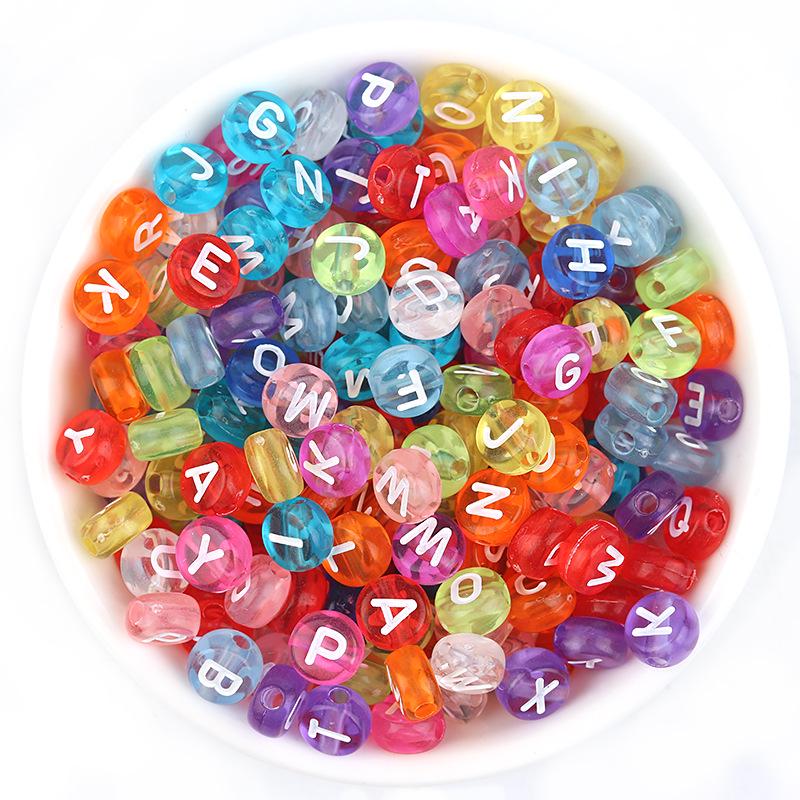 

Акриловые светящиеся бусины-буквы, разные стили, 100 шт./пакет для изготовления браслетов своими руками Diameter ~7mm, Thickness ~4mm, 100 pcs/pack