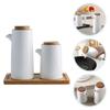 Sauce Ceramic Oil Pot Food Containers with Lids Kitchen Bottle Insulated Coffee Jar