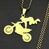Collana Ciondolo Motocross per Donne Uomini Acciaio Inossidabile Colore Oro Bici da Cross Tema Sport Estremi Gioielli con Catena Regali