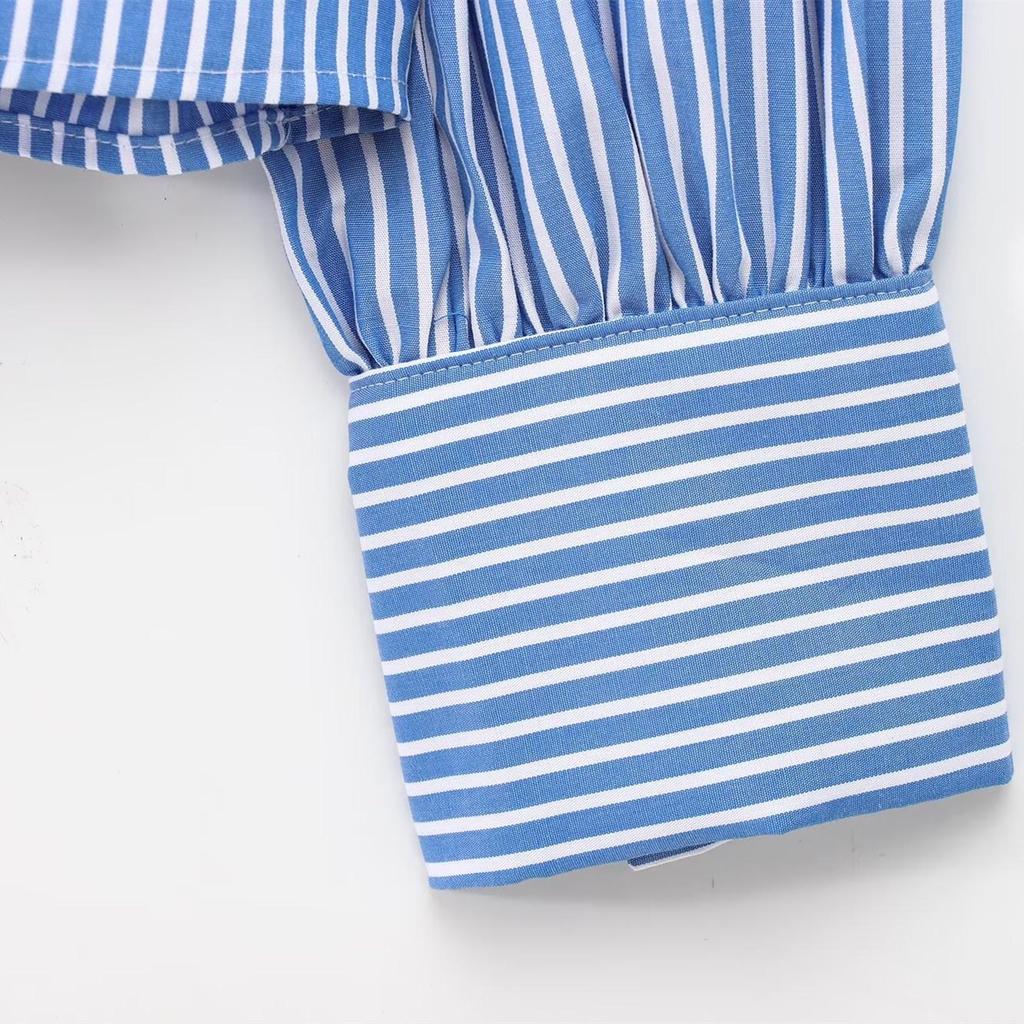 2025 Spring Women's Versatile Pleated Collar Cotton Shirt