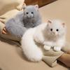 Realistic Cat Plush Toy Lifelike Stuffed Animal Cat Doll Soft Fluffy Cat Throw Pillow Gift for Adults Kids Youth