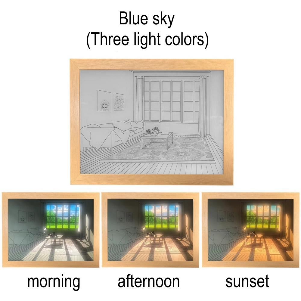 USB Bedside Light LED Lighting Painting Art Lamp Home Decor Sunshine Painting Night Light Creative Birthday, Christmas Gift