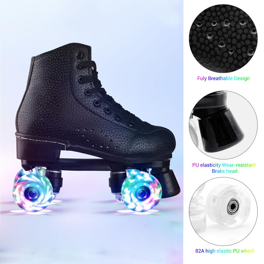 Flash Wheel Roller Skates With LED Light Double Line Skates 4 Wheels Two Line Skating Shoes for Adults