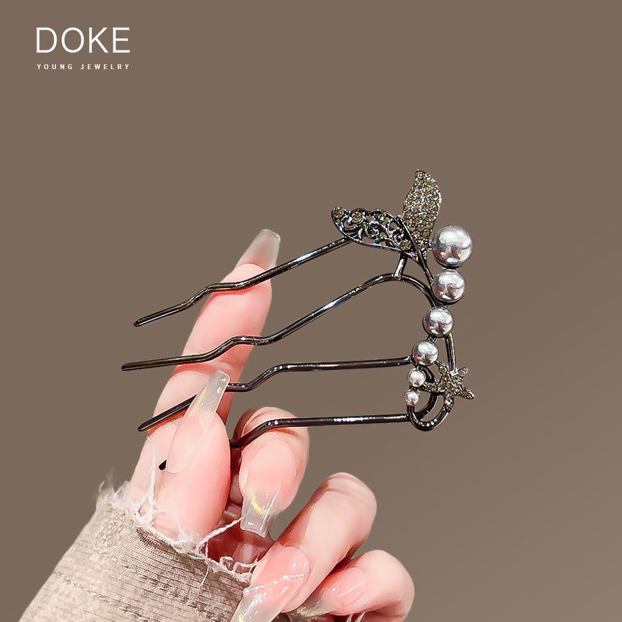 Elegant Pearl U-shaped Hairpin for Women - New Chinese Style Updo Accessory 2025