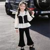 Korean Style Little Coco Shirt & Flare Pants Set for Girls - Spring Casual Fashion.