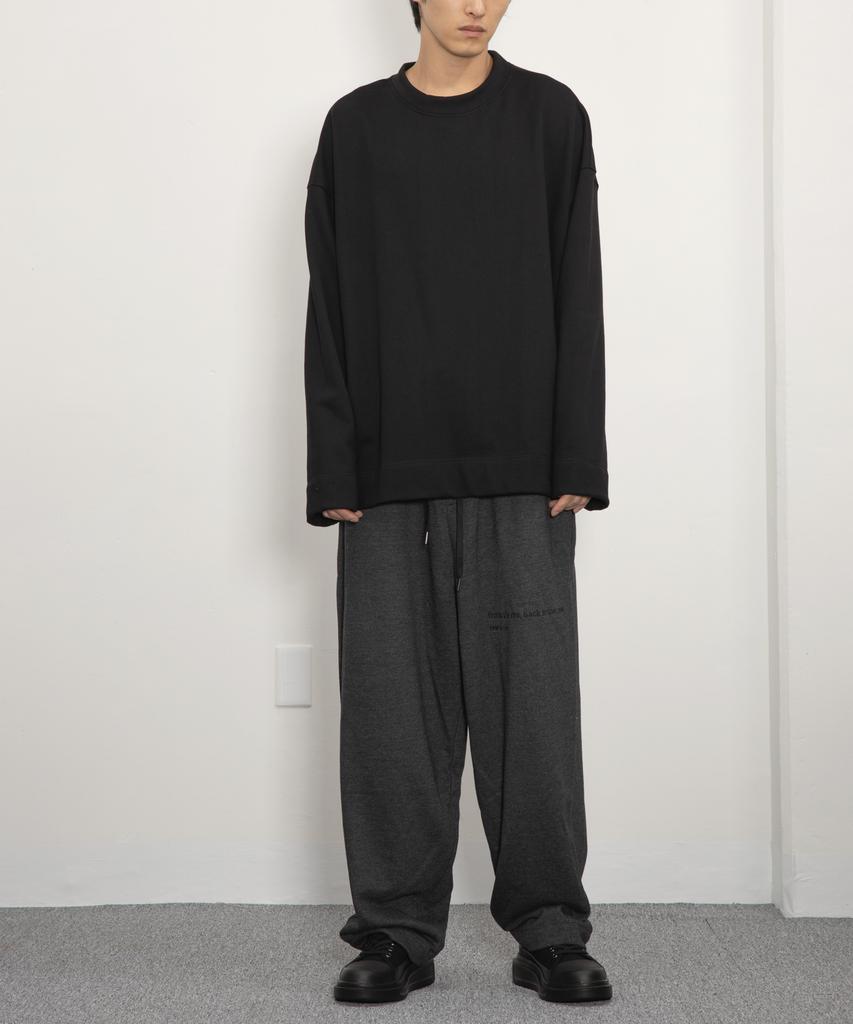 Row To Row Rp0036 Text Embroidered Soft Sweat Wide Pants (Charcoal)