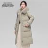 XueZhongFei Women's Long Winter Down Jacket with Fox Fur Collar