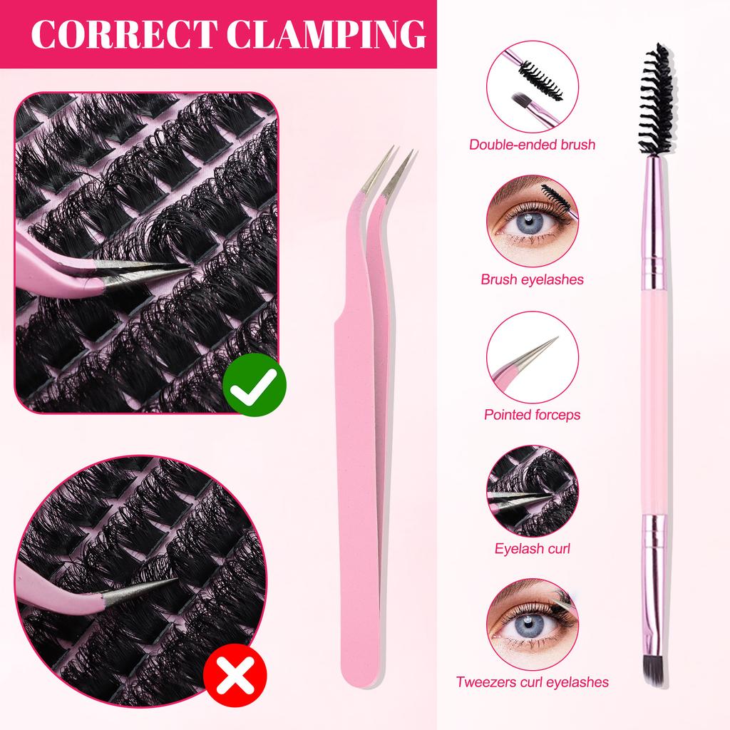 Dense D-Song Color Single-Cluster False Eyelashes Set 8-16Mdiy Segmented Curled Eyelashes
