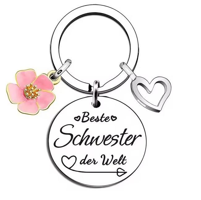 Gift for Sister Best Friend Keychain Diamond Flower Encouragement Gift Female Friendship Pendant Jewelry Keychain for Backpack Bag Pendant