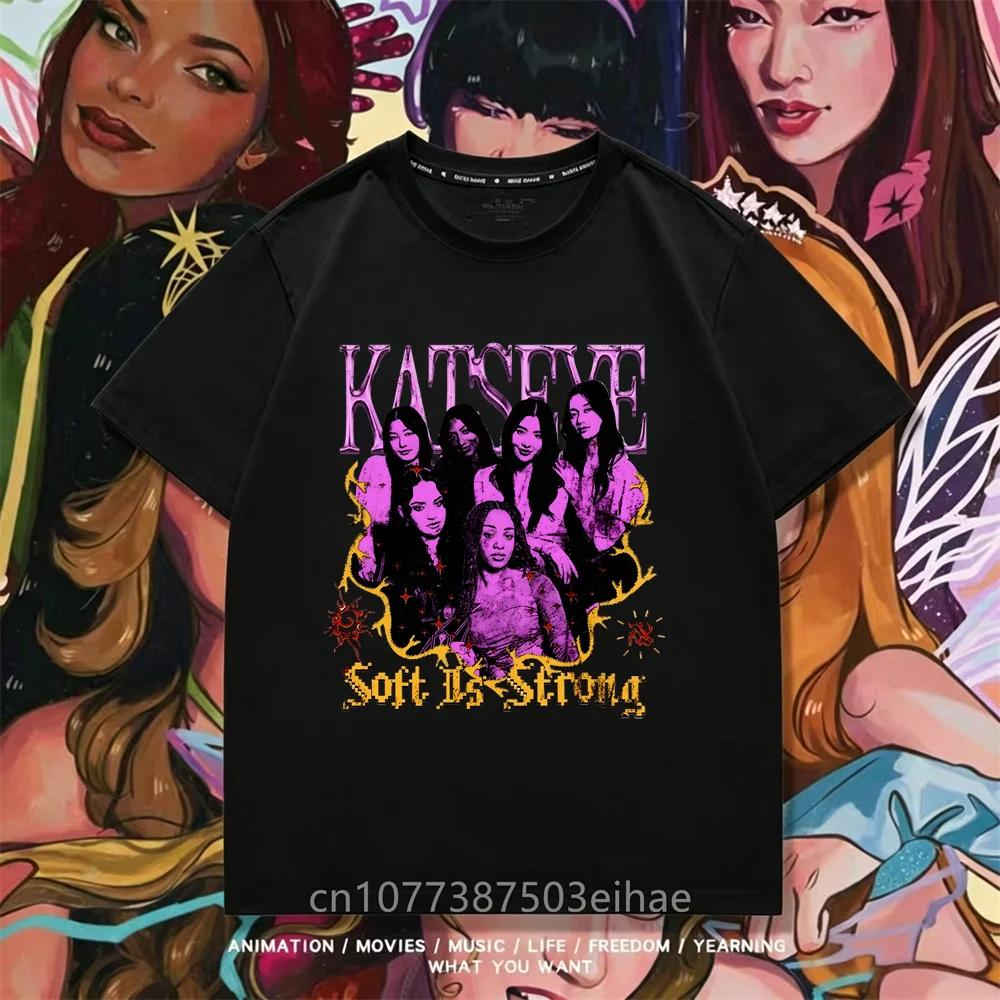 Trendy Katseye T Shirt Kpop Team Member Pattern Unisex Short Tee Boys Girl Megan Daniella Manon Lara Sofia Yunchae Street Outfit