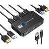 KVM Switch HDMI for 2 Computers Sharing One HD Monitor, Keyboard, and Mouse - Support 4K@60Hz, 2 HDMI Cables, 2 USB Cables, 1 USB C Charge Cable