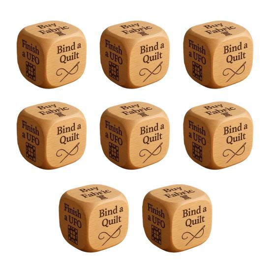 1/2/3/5/6/8Pcs Wooden Quilter Dice with 6 Engraved Quilting Tasks Solid Wood Quilting Embroidery Knitting Projects Baking Drinking Decision Dice Tools