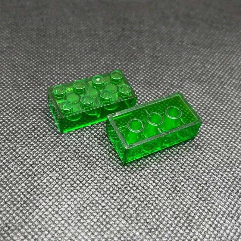 10pcs 2x4 Dots Small Particle Transparent Clear Brick Building Block Parts Toys for Children DIY House Waterfall Compatible 3001