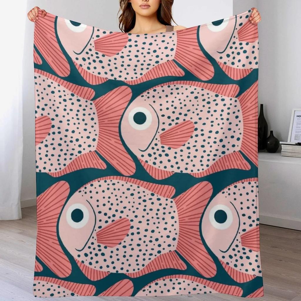 Fish pattern Throw Blanket Warm Napping Blanket for Office Couch Bed