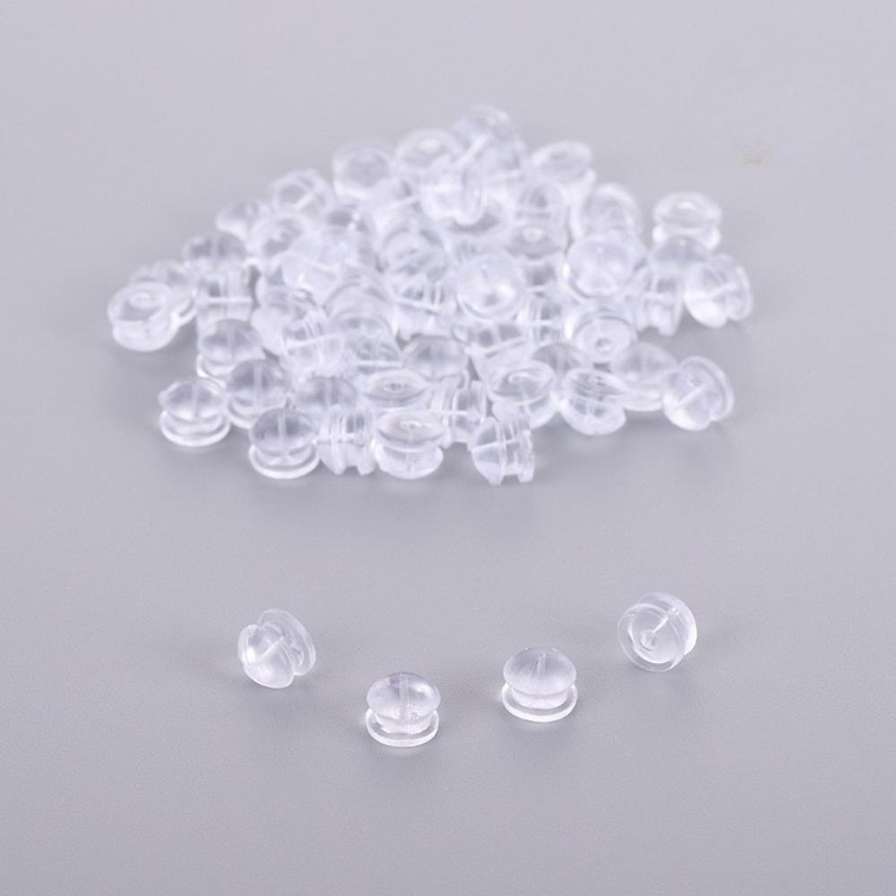 100pcs Transparent Silicone Anti-slip Ear Plug Stud Earrings Back-buckle Cap for Jewelry Making Earrings DIY Accessory Wholesale