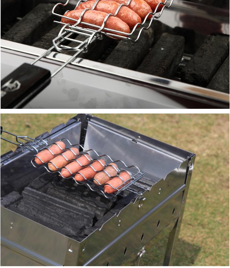 Stainless Steel BBQ Sausage Grill Net and Meat Clamps for Outdoor Cooking