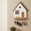 Holz-Wandhalter Schlüsselhalter 5 Haken Design Hausform Dekorativer Haken Rustikales Mehrzweck-Schlüsselbrett Schlafzimmer Dekoratives Regal