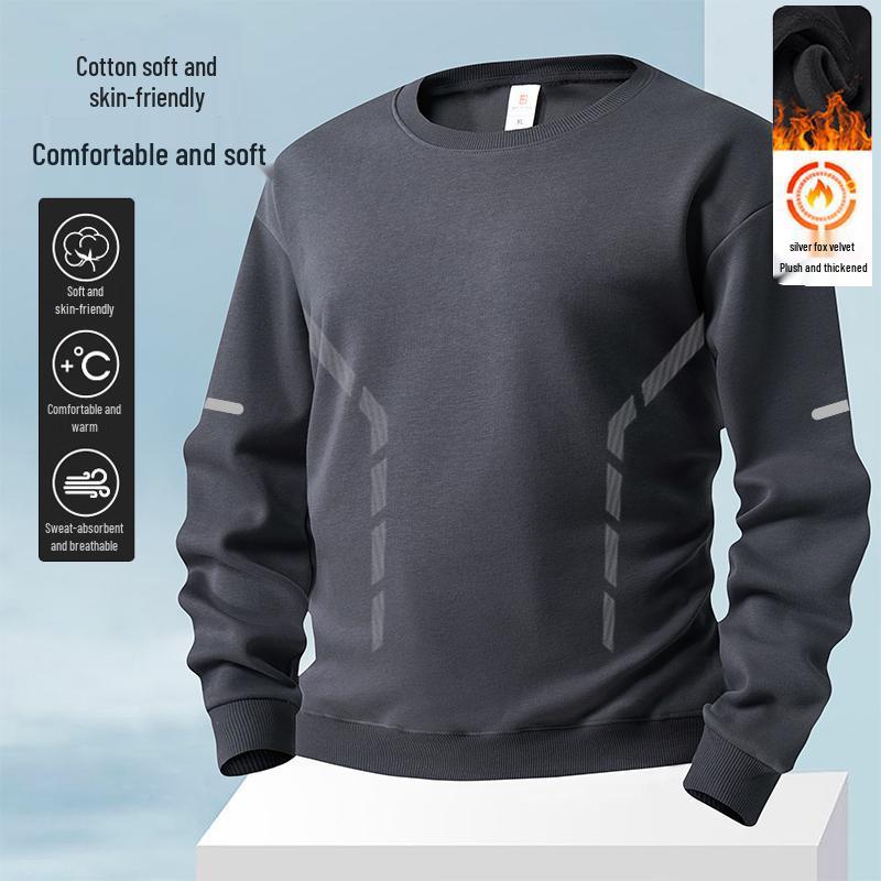 Men's Plus Size Velvet Lined Hoodie - Thick, Loose, Long-Sleeve Pullover for Autumn and Winter