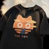 Summer Japanese Cartoon Anime Cat Short Sleeved Pure Cotton Short Sleeved T-shirt Loose and Versatile Cute Student Girl Top