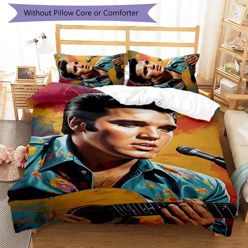Elvis 3-teiliges Bettwäsche-Set Bettbezug Verschluss Enthält 1 Bettbezug & 2 Kissenbezüge für Alle Jahreszeiten Schlafzimmer Zuhause Wohnheim Dekor