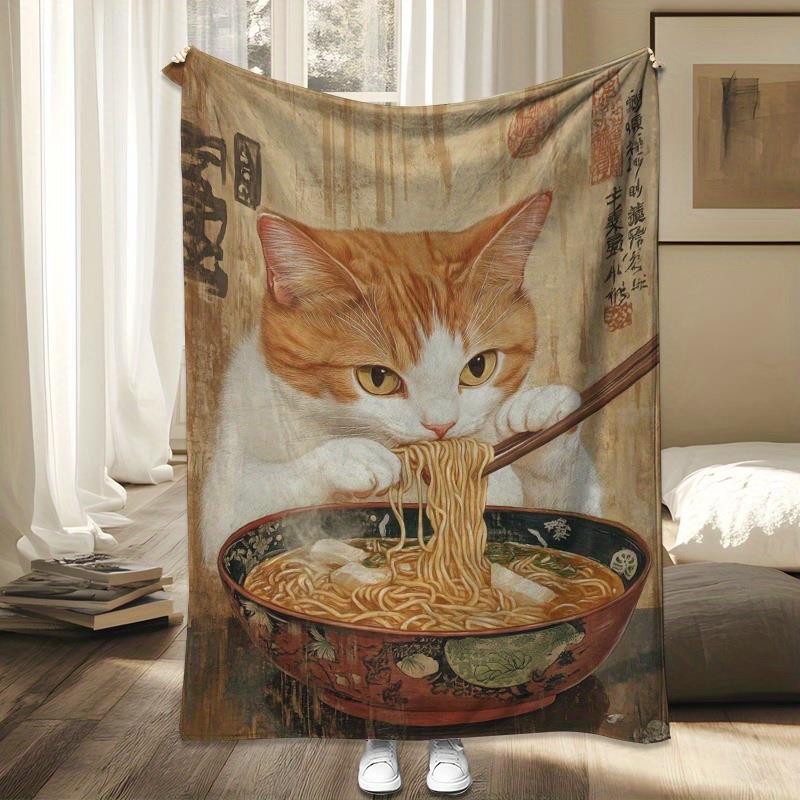 

Anime image of a yellow cat Flannel printed blanket suitable for all seasons suitable for living room office sofa and travel 75x90cm