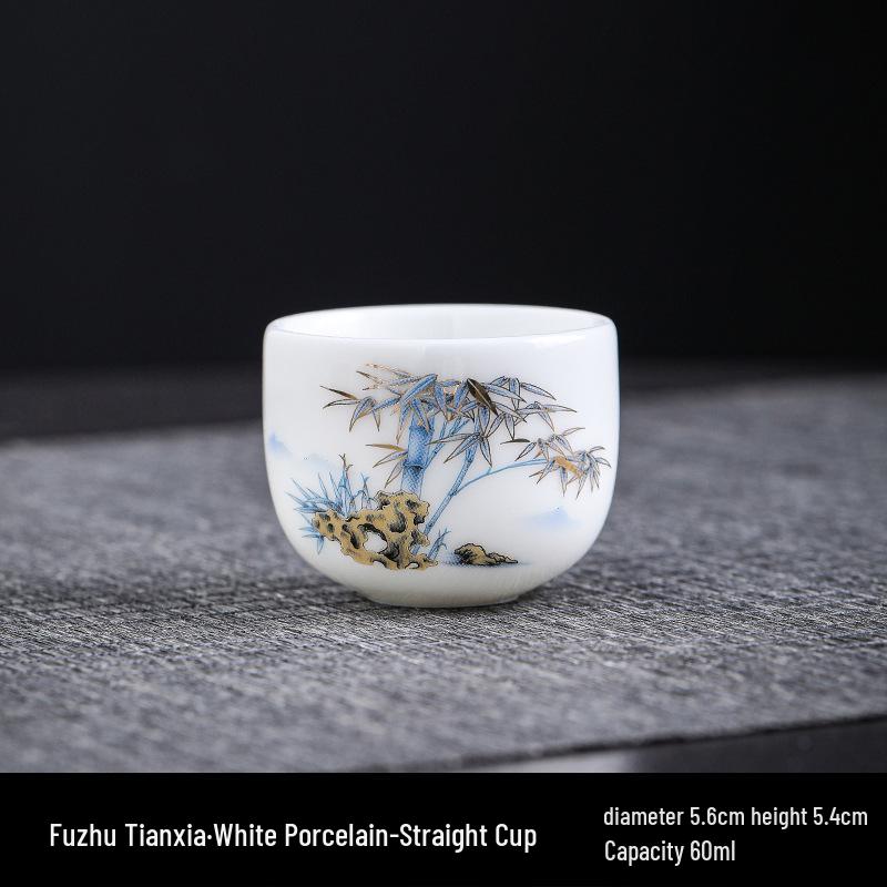 Kung Fu White Porcelain Tea Set: Ceramic Mutton Fat Jade Master Cup & Teacups Gift