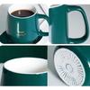 Portable USB Rechargeable Heating Cup 55℃ Thermal Ceramic Mug with Stainless Steel Spoon Gift Set for Travel Office Gift