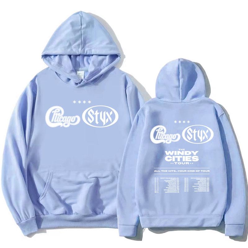 The Windy Cities Tour 2026 Hoodies Chicago and Styx Graphic Print Sweatshirts Hooded Long Sleeve Pullovers Fashion Tops