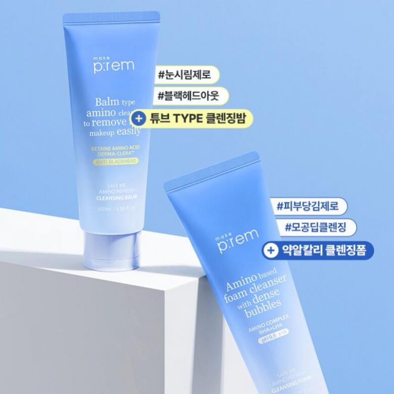 Makeprem Safe Me Amino Refresh Cleansing Foam 1+1 Random Suncream Gift 150ml 10