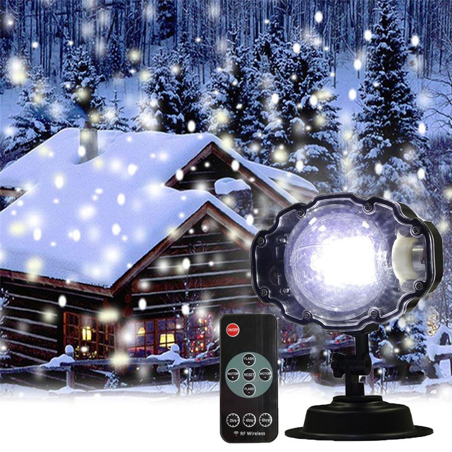 Christmas Snowfall Projector Lights Outdoor Snowflakes Projector Lights Waterproof Snow Flurries Landscape Spotlight with Remote