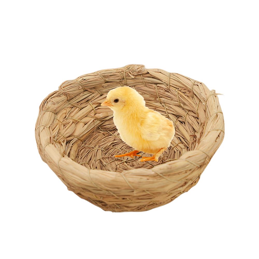 

Птичий домик для разведения Тканое Плоское основание Соломенное Птичье гнездо Клетка для Попугая Кроликов Хомяка Песчанки Морской свинки