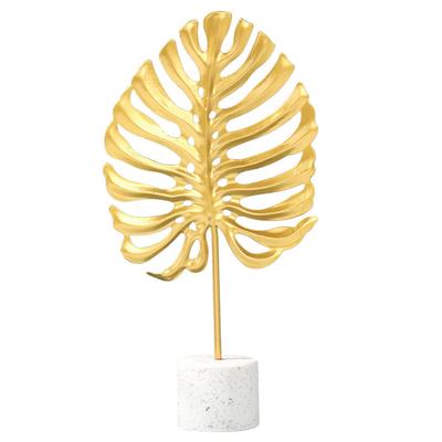 Décoration Métal Fer Feuille Sculpture Statue Fait Main Creux Feuille Métal Décor de Bureau Ornement