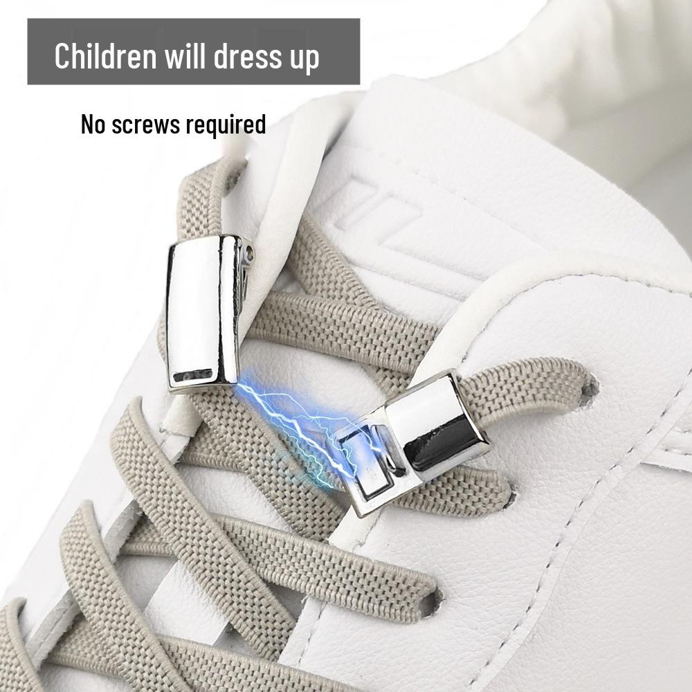 Magnetic No-Tie Elastic Shoelaces and Buckles