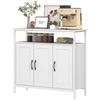 Industrial Kitchen Sideboard with Open Shelf, 2 Cabinets, Adjustable Shelves for Living Room, Dining Room, White