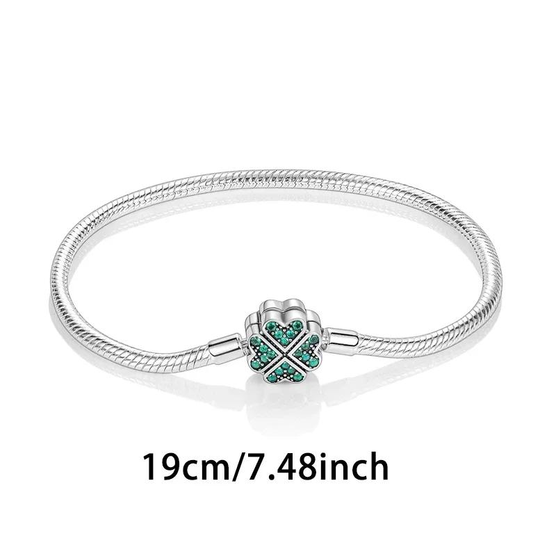 Copper Green Series Four-Leaved Clover Pendant Fine Beads Fit Original Bracelet Charms Women Jewelry