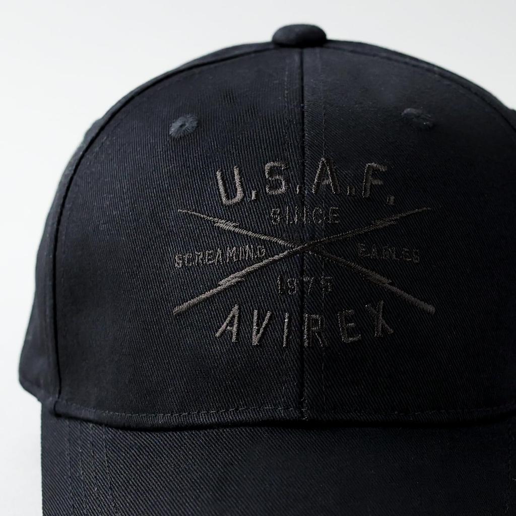 AVIREX ARMY Military Embroidered 6-Panel Low Cap Baseball Cap Hat Men's Full Cap (JP, Alphabet, Free Size, US BASE black)