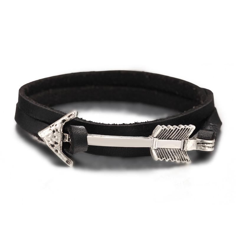 Arrival Multilayer charm leather Vintage Bronze Arrow bracelet anchor bracelet for men women lovers' gift