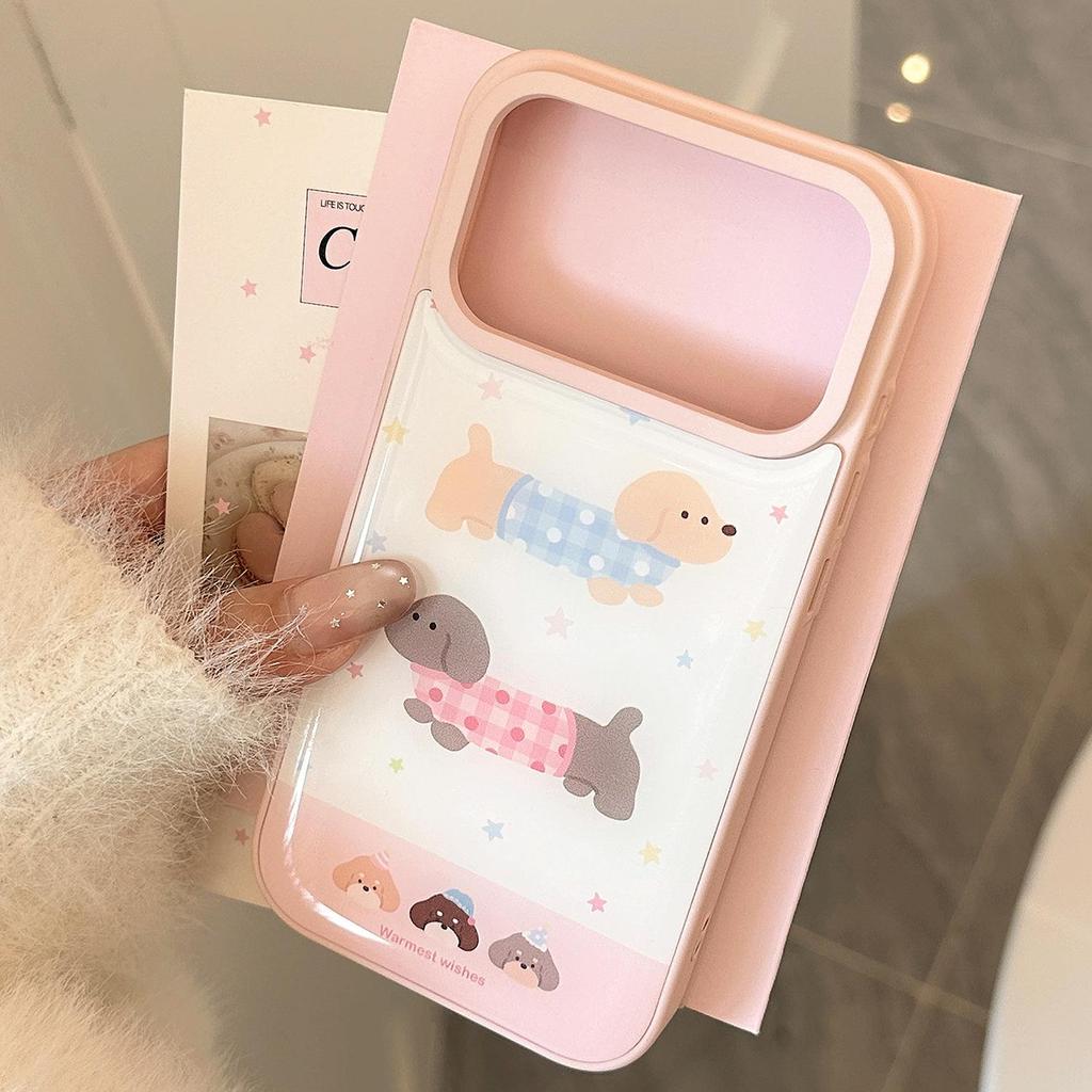 Husă de telefon roz cu cățeluș de desene animate pentru iPhone 17 și iPhone 17 Pro Max