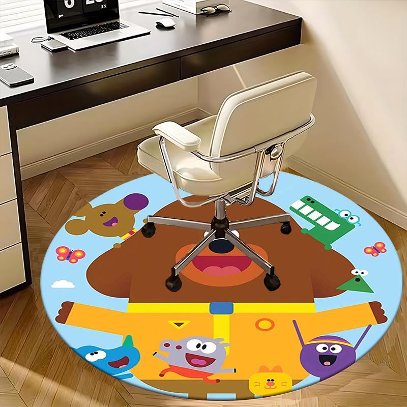 

Hey Duggee Chair mat Round Rug-Office carpet, Machine Washable, Non-slip, Suitable for Living Rooms, Bedrooms 100cm