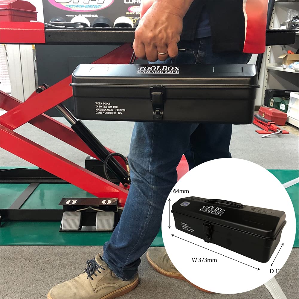 Yamashiro Steel Tool Tool W360 x D150 x (Yamashiro) Yamashiro-made Mountain-Shaped Box, Box, Camping, Interior, Garage, H110mm, Black, YK-032BK