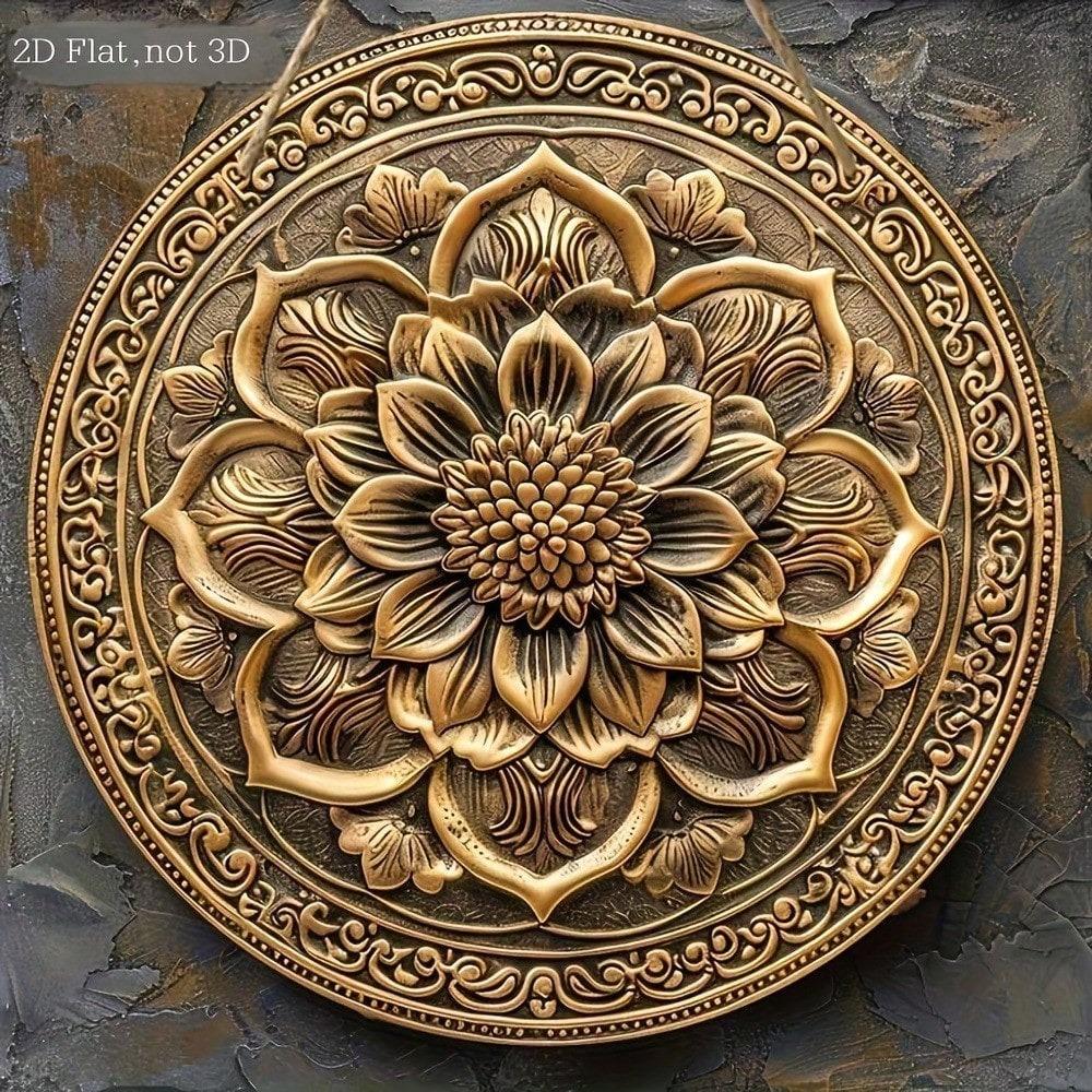 Ručně vyřezávané dřevěné mandalové nástěnné umění 8palcová kulatá geometrická dekorace pro domov Bohemický Květ života Ornament