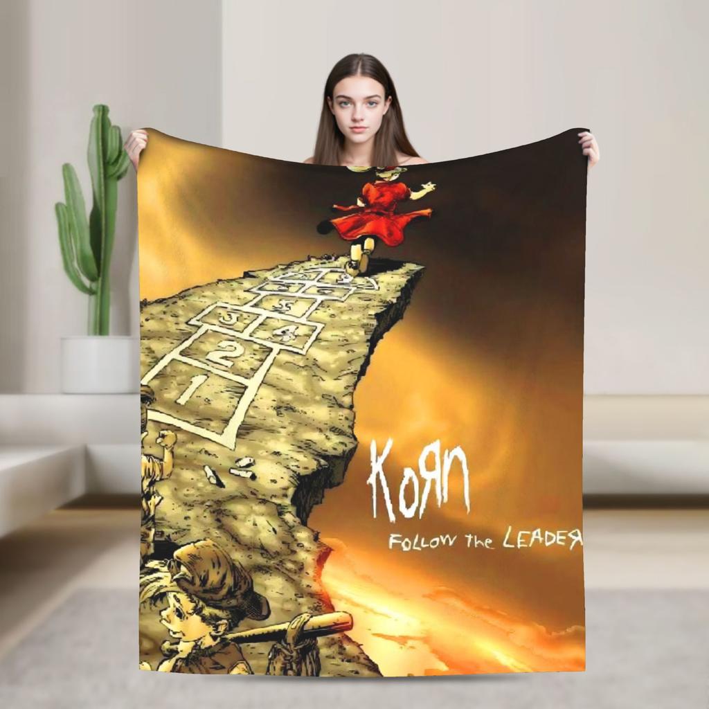 Korns Rock Band Music Flannel Throw Blanket Heavy Metal for Bedding Throws Knitted Blanket Outdoor Warm Multifunction
