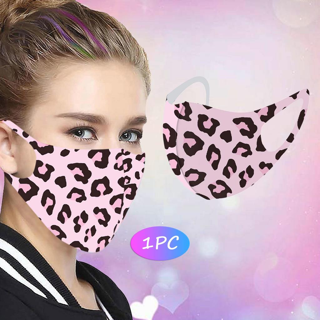 1PC Adult Leopard Print Ice Silk Protective Mask Can Be Dust-Proof And Washable