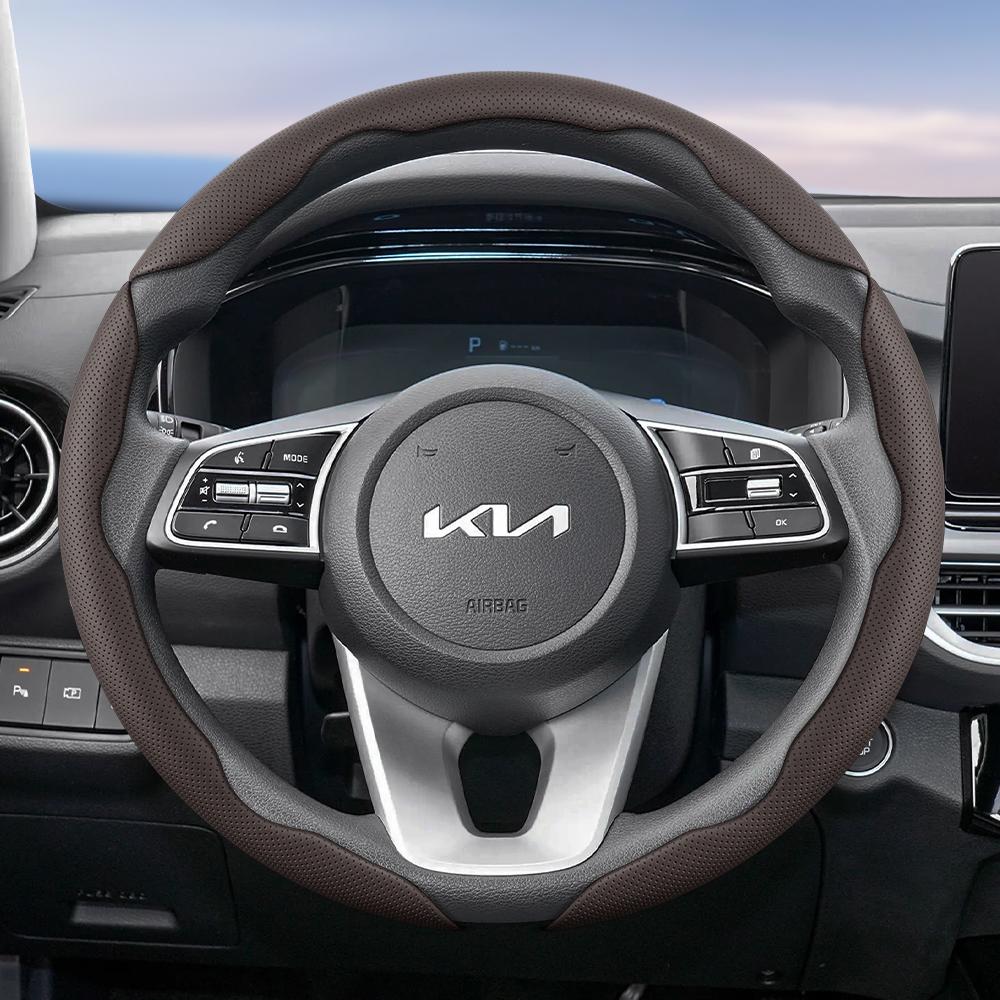 KWTU7 Suitable for Kia Breathable Leather Steering Wheel Cover Segmented Ceed Picanto Sportage optima Ev3 Rio 3 Cerato Stonic Niro K3